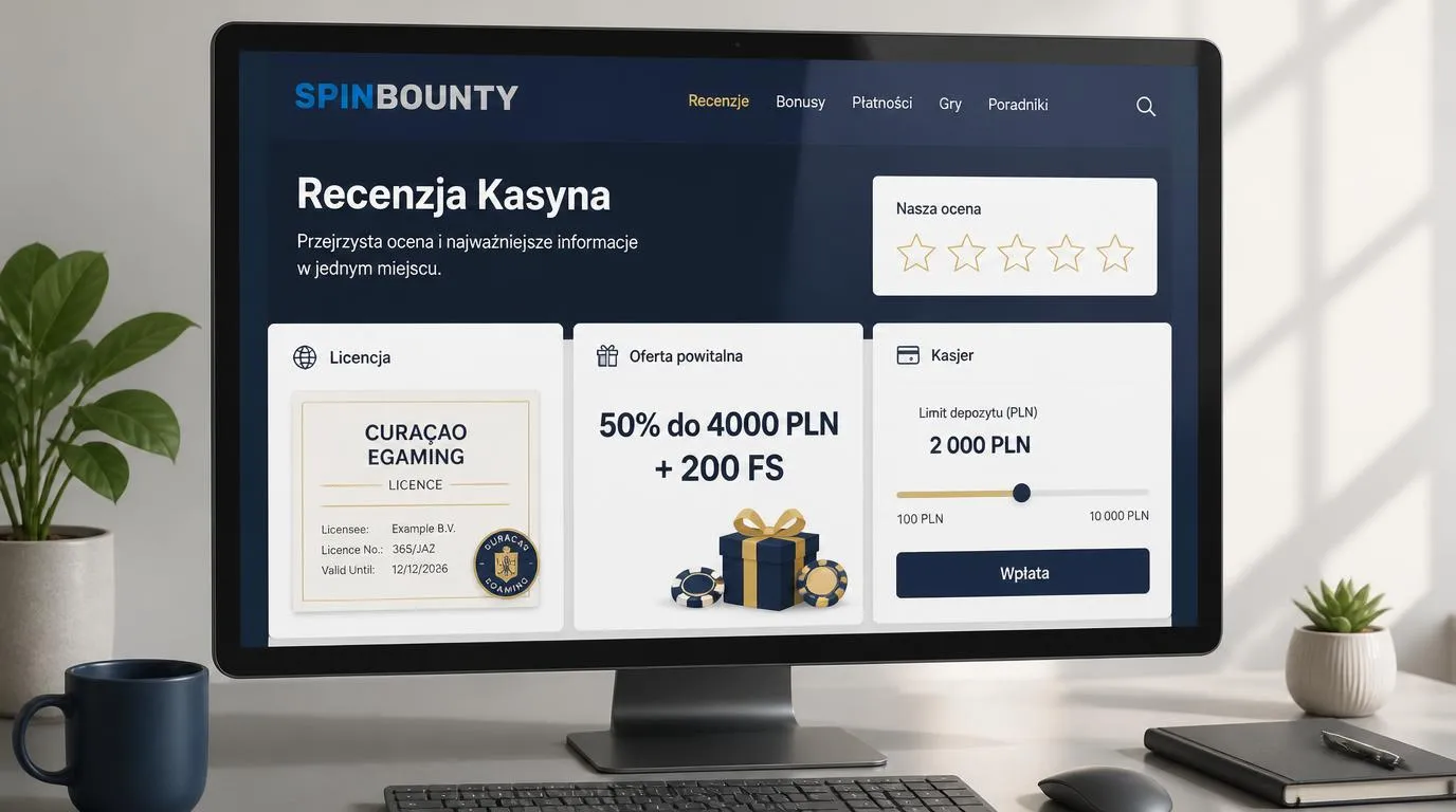 Panel oceny kasyna z kartami licencji Curaçao, bonusu powitalnego i limitu wpłaty w PLN